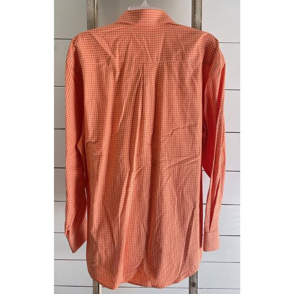 Peter Millar Men's Button Down Shirt 100% Cotton Orange Gingham Long Sleeve L - Picture 4 of 9